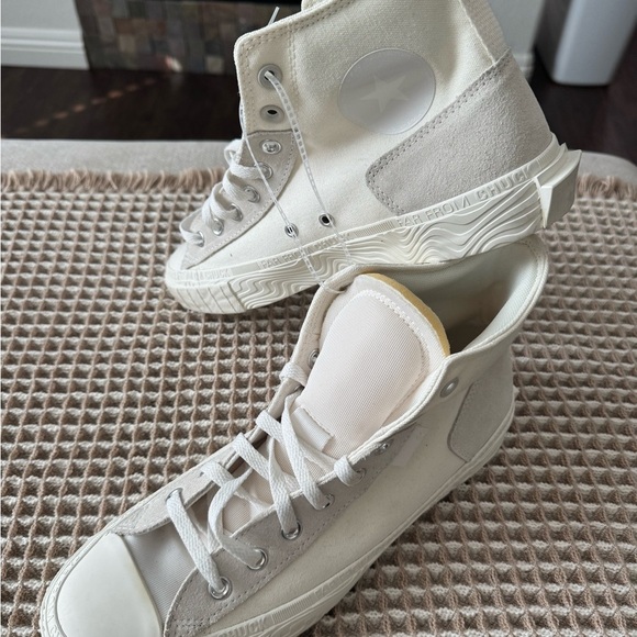 Converse White Cream Canvas High-Top Sneakers - Picture 6 of 9